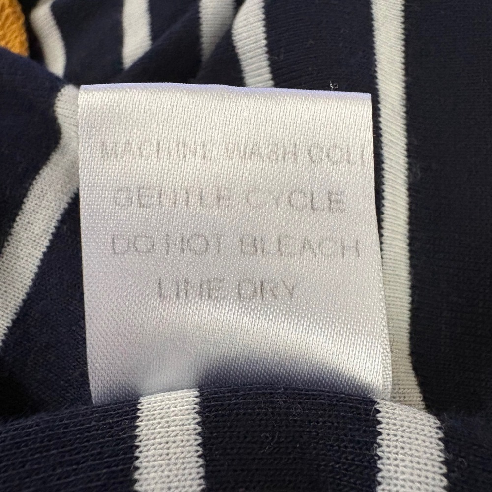 Hawthorne Cardigan Sweater Womens 2X Navy Blue White Striped Mustard Yellow Trim - Picture 6 of 6